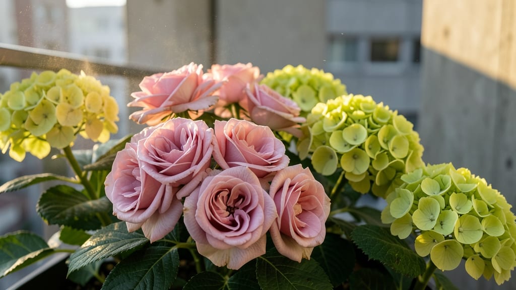 Fragrant Drift Roses with Limelight Hydrangeas