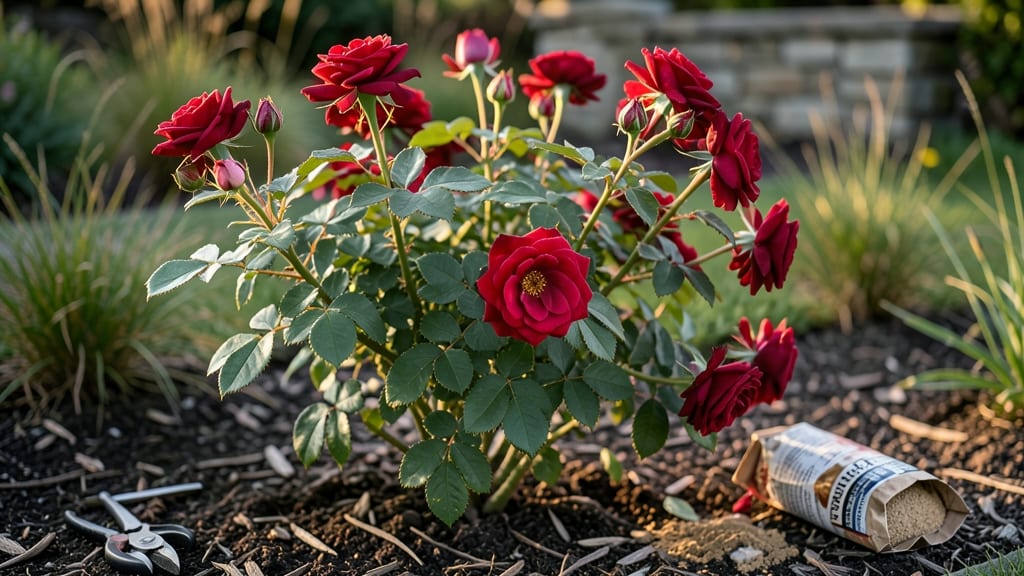 Rose Bush Pruning in Sunlight: Three Strategic Cuts for Year-Round Growth