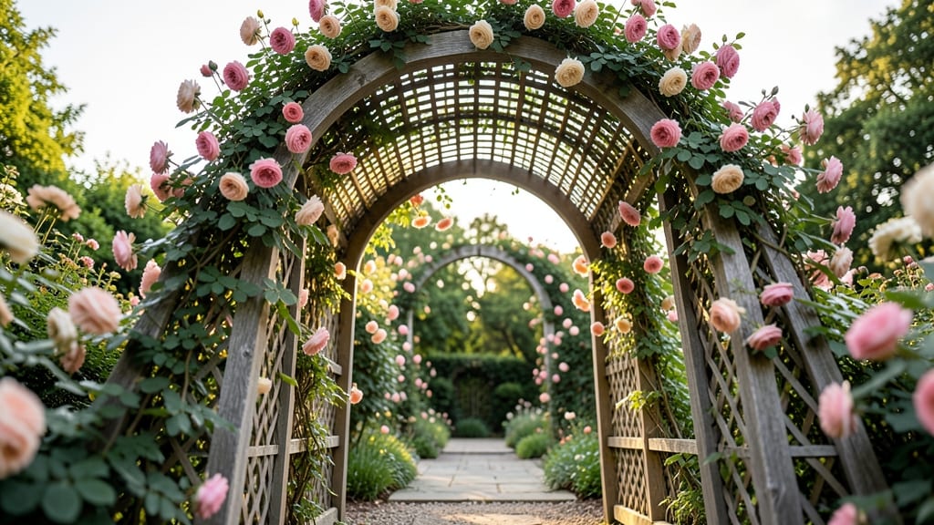 Vertical Trellis Rose Arches for Entryways