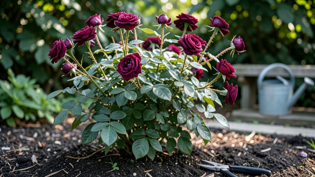 Deep Secret Rose Bush: Year-Round Blooms With Strategic Trimming