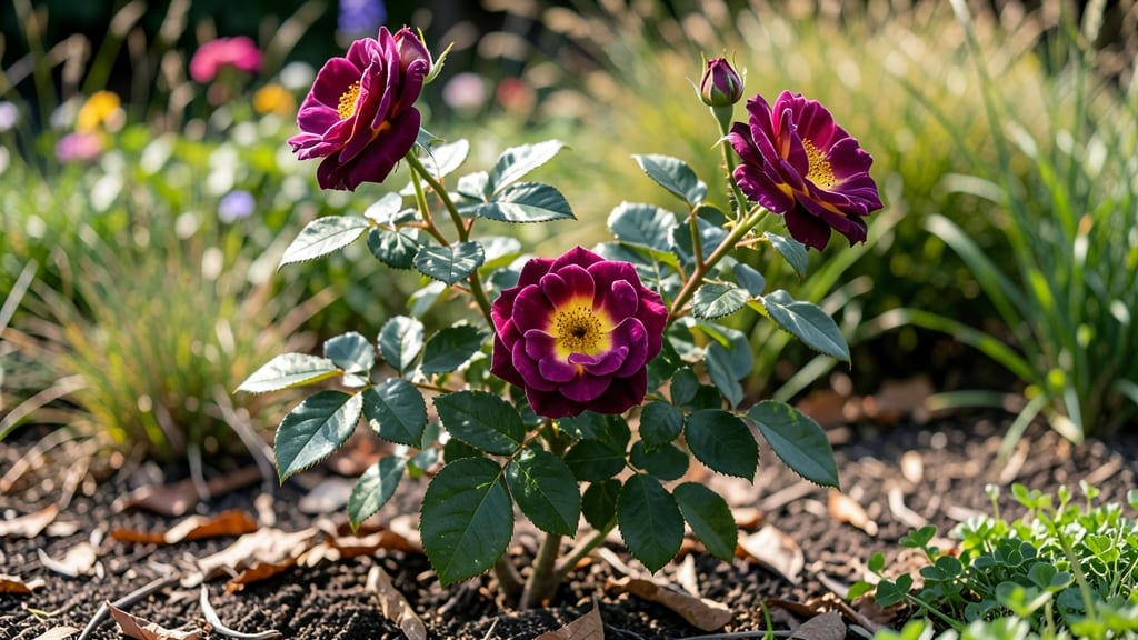 Purple and Yellow Roses: Bold Color Contrast for Stunning Garden Focal Points