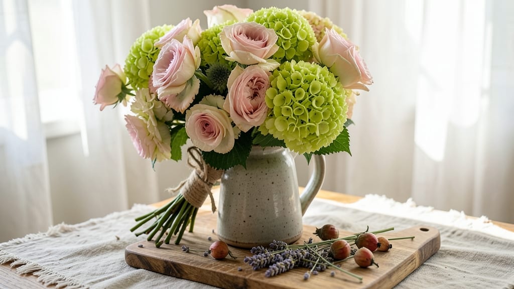 Elegant Spray Roses with Little Lime Hydrangeas